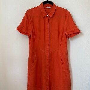 J. Jill Vibrant Orange 100% Linen Dress